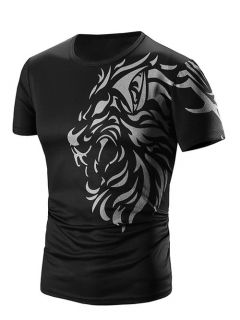 Round Neck Printed Short Sleeve Men's T-Shirt