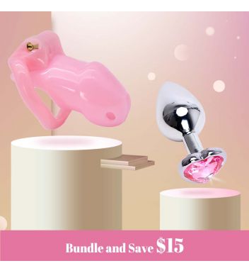 2 Stück Keuschheits-Sissy-Sets (1 Stück Käfig + 1 Stück Butt Plug)