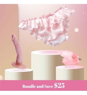3-teiliges Keuschheits-Sissy-Set (1 Stk. Käfig + 1 Stk. Dildo + 1 Stk. Höschen)