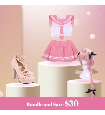 3-teiliges Keuschheits-Sissy-Set (1-teiliges Rock-Set + 1-teiliger High Heel + 1-teilige Perücke)