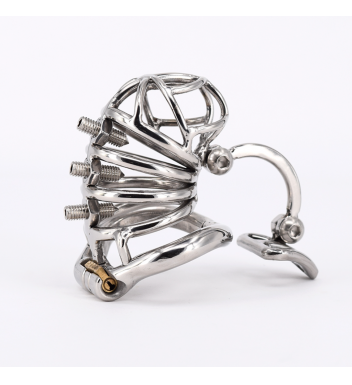 Cage de chasteté en acier inoxydable avec pointes amovibles
