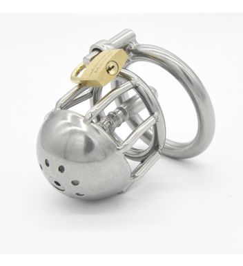 Stainless Steel Chastity Cage With Ureteral Catheter